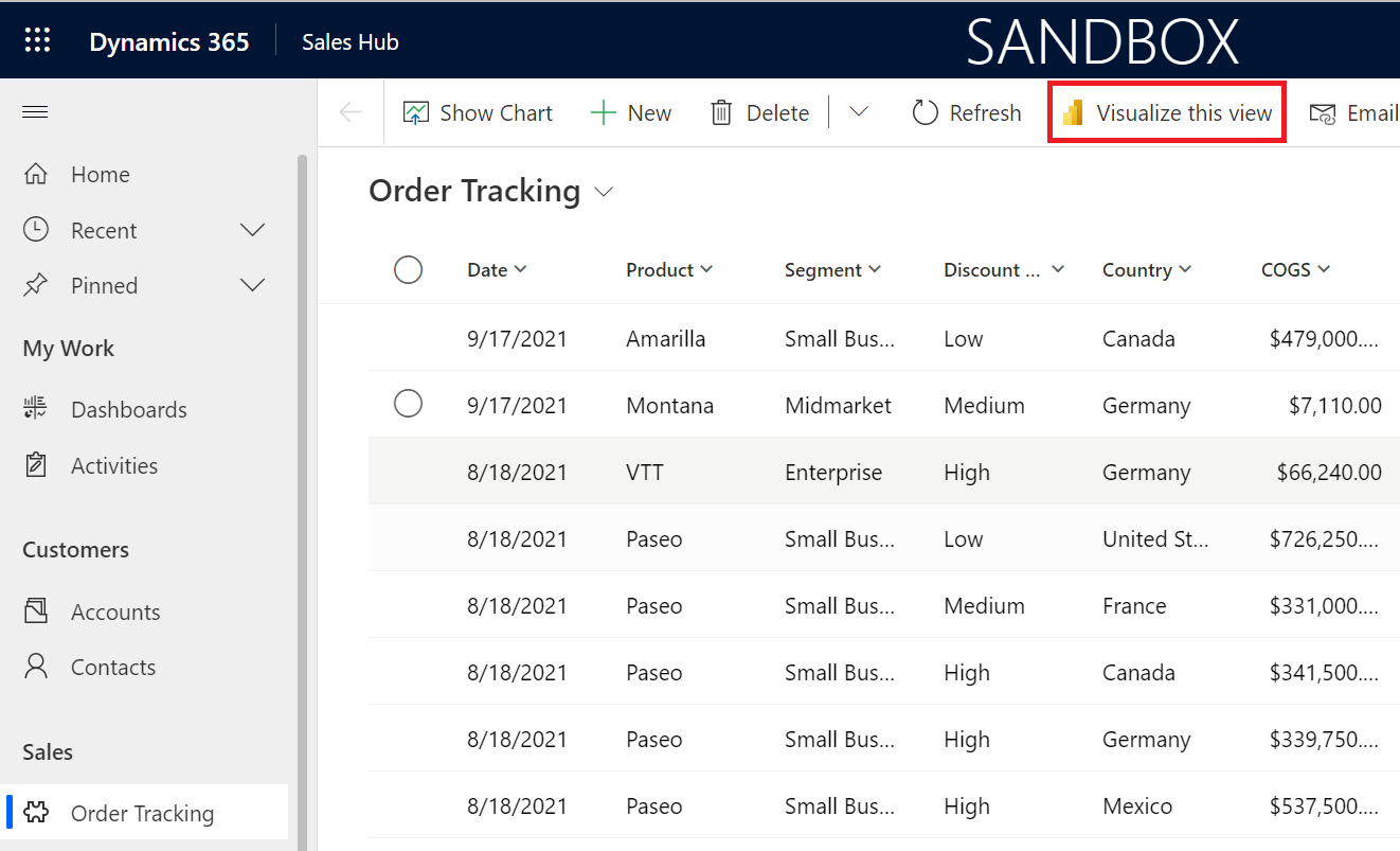 Skærmbillede af knappen Visualiser denne visning.