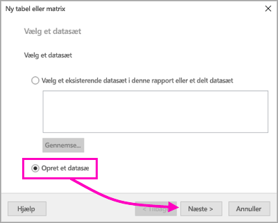Screenshot showing Create a dataset.