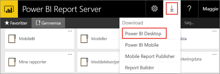 Download Power BI Desktop fra webportalen