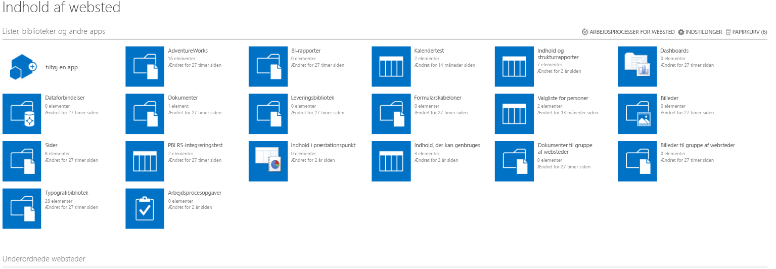 Skærmbillede af siden med sidens indhold.