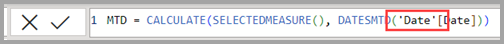 Screenshot of corrected DAX expression.