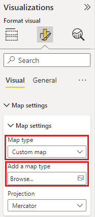 Screenshot of Format pane to select Add map.