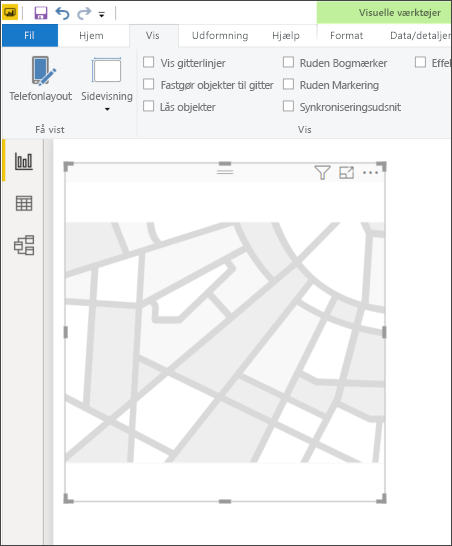 Skærmbillede af en tom figurkortvisualisering på rapportlærredet.