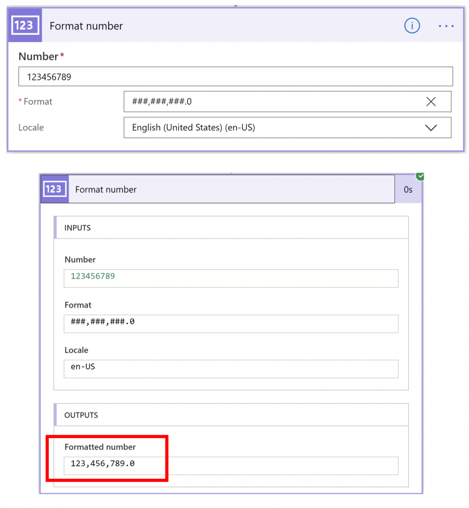 Power Automate Number Format Expression