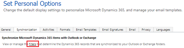 Skærmbillede af personlige indstillinger.