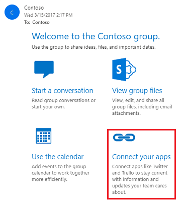 Vælg Connectorer til Microsoft 365 Grupper.