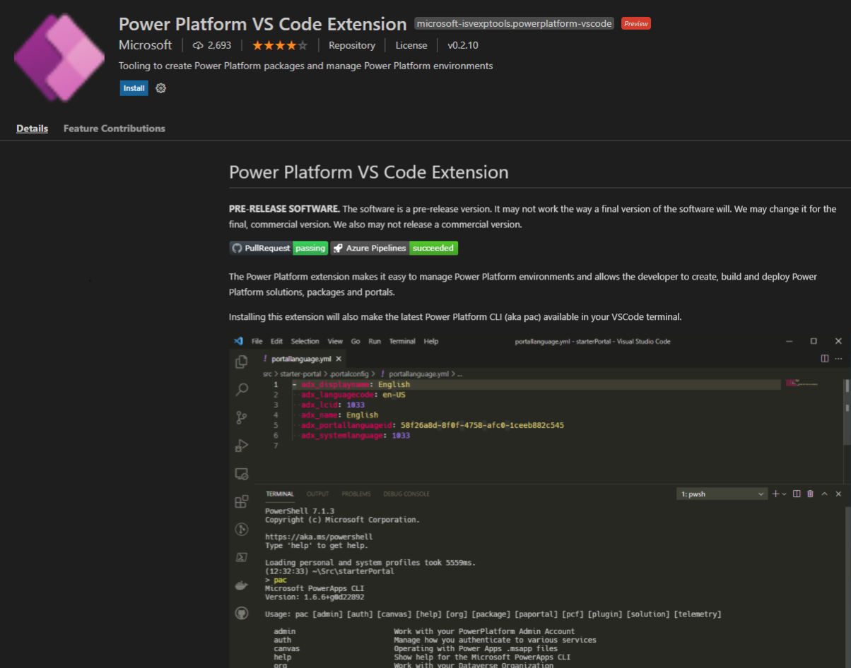VS Code extension install