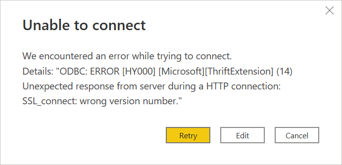 Der kan ikke oprettes forbindelse til fejlen med et forkert SSL-versionsnummer.