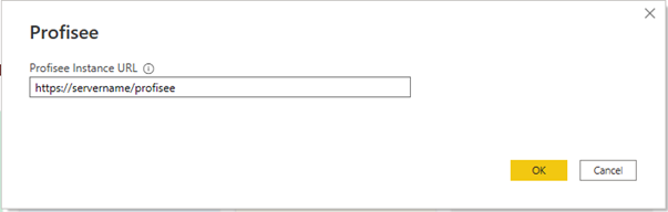 Skærmbillede af Profisee-connector-dialogen, hvor du indtaster URL'en.