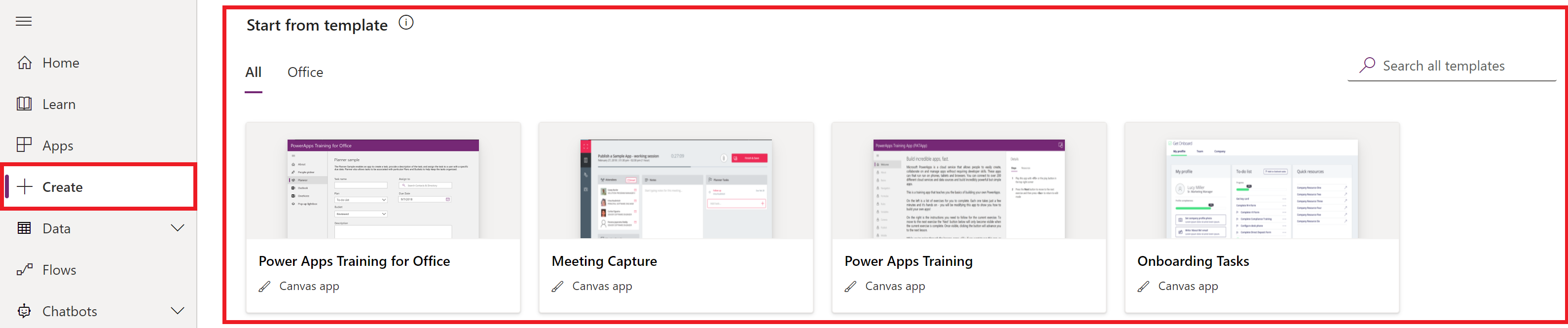 Power Apps-websted.