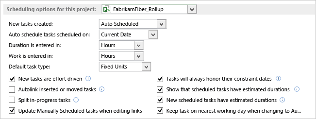 ALM_RUP_ScheduleOptions Schedule options