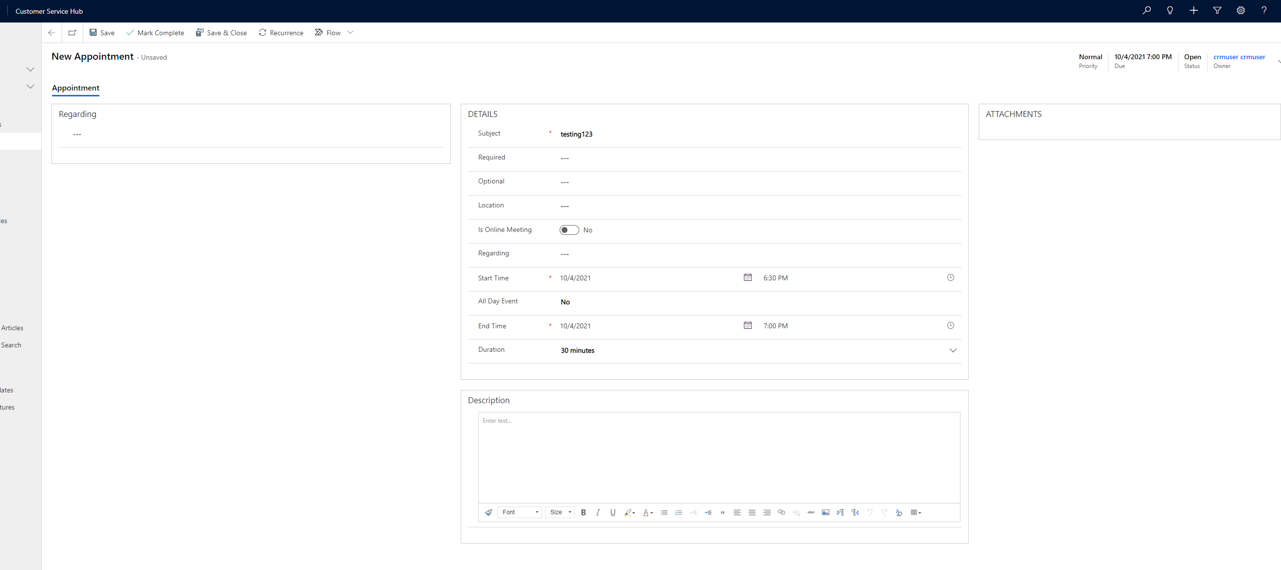 Screenshot of updated appointment form. Screenshot of updated appointment form.
