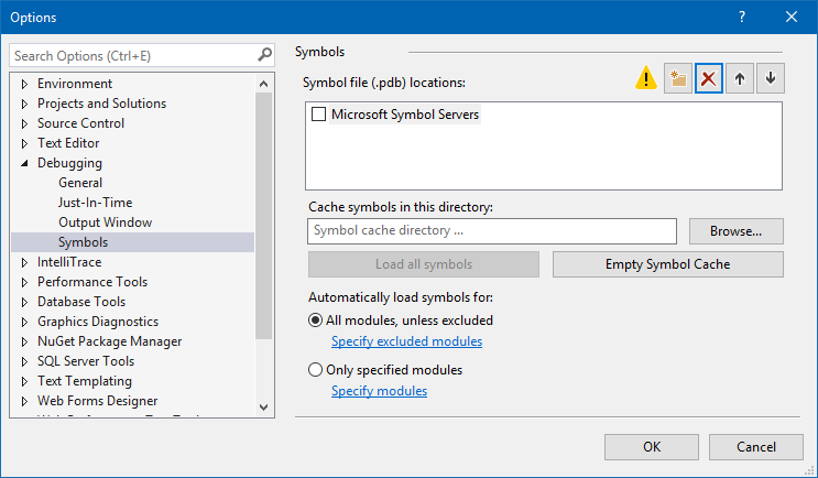 DBG_Tools_Options_Symbols Tools - Options - Debugging - Symbols page