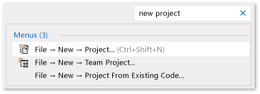 ExploreIDE-QuickLaunchNewProjectsmall In the Quick Launch box, specify new project