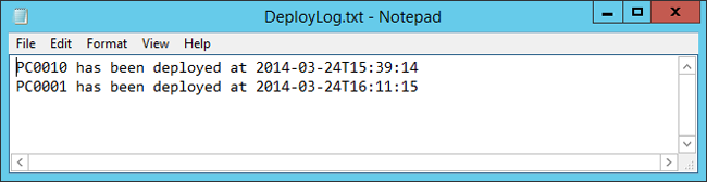 Screenshot of a notepad page showing PC 0010 and PC 0001 deployed.