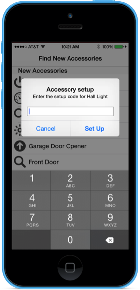 Enter the setup code for the device to add