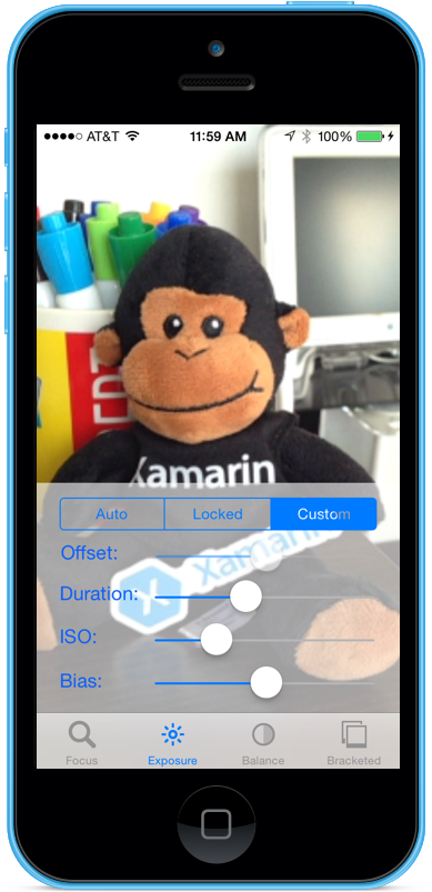 Drag the Duration and ISO sliders to manually control exposure