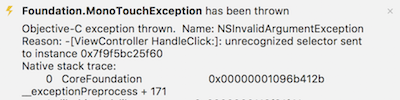 An unrecognized selector exception An unrecognized selector exception