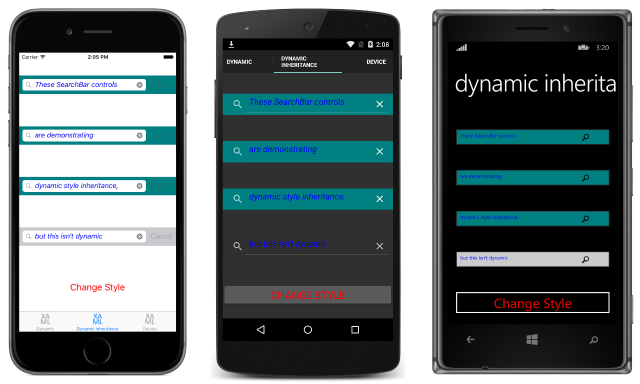 Blue Dynamic Style Inheritance Example