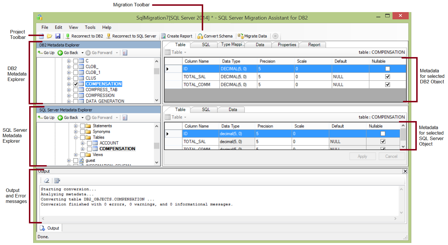 SSMA User Interface