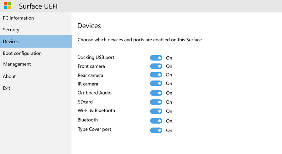 Enable and disable specific devices.