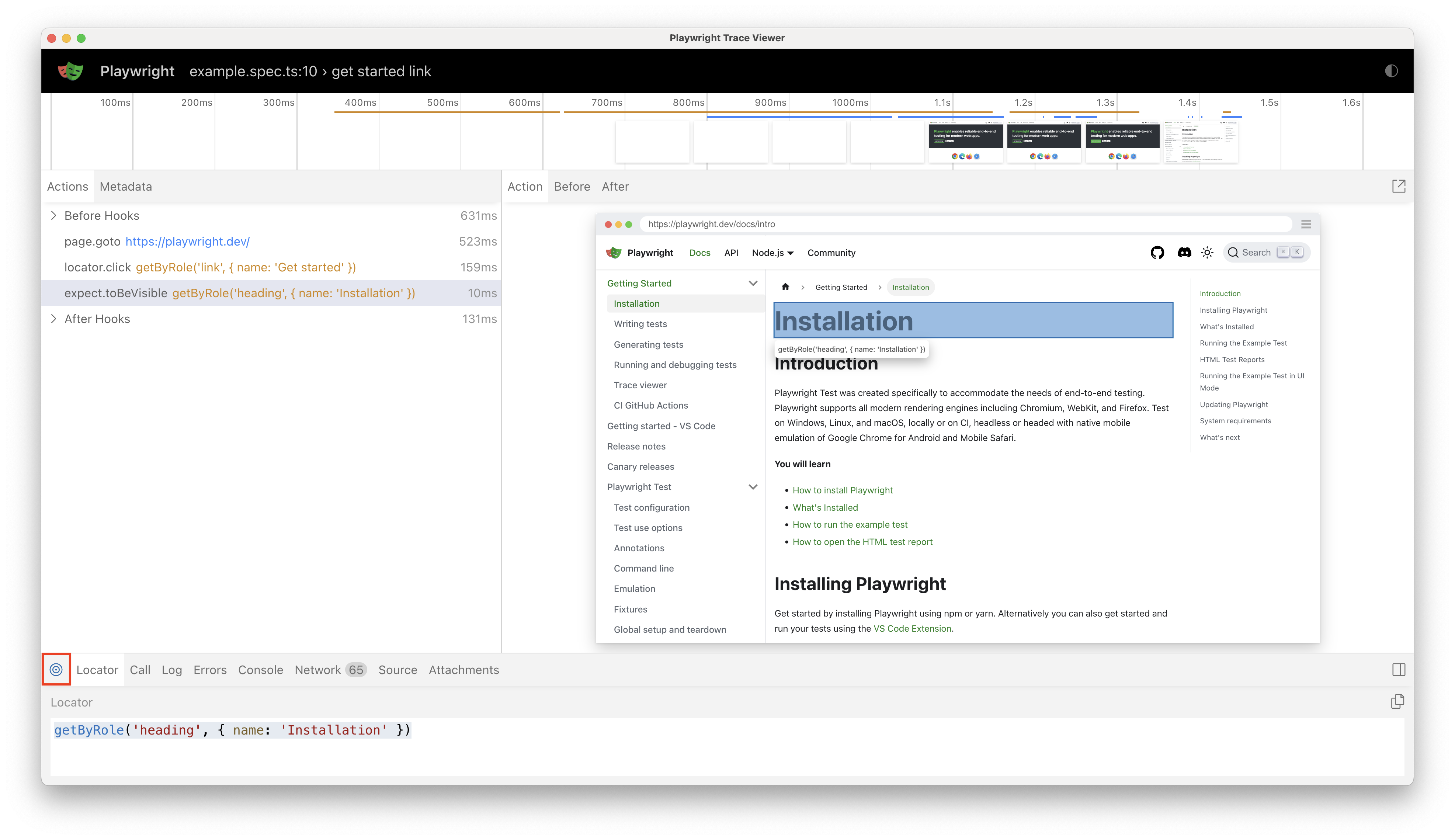Et skærmbillede, der viser, hvordan du bruger knappen Vælg Locator.