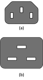 C13-strømconnector og C19-strømconnector.