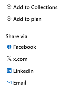 Skærmbillede, der viser menuen med delingsindstillinger i en artikel i Microsoft-dokumentationen.
