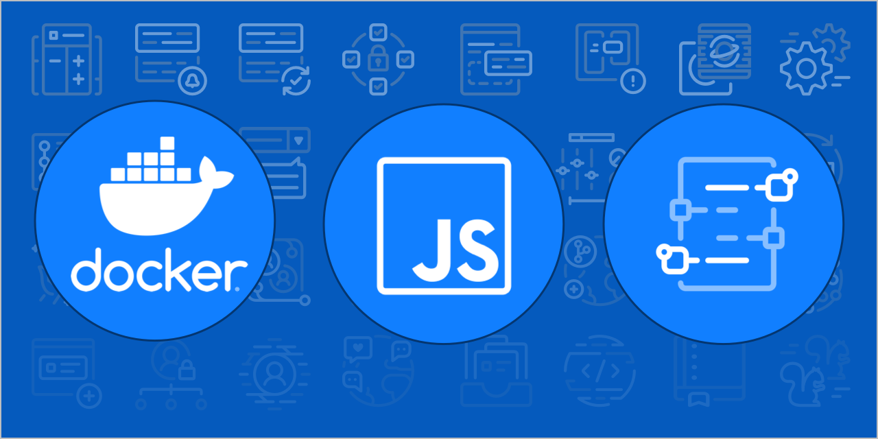 Diagram over de tre typer GitHub-handlinger. Handlingerne Docker, JavaScript og sammensatte kørselstrin.