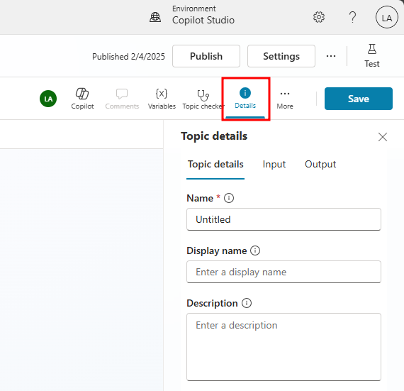 Screenshot of the topic details dialog.
