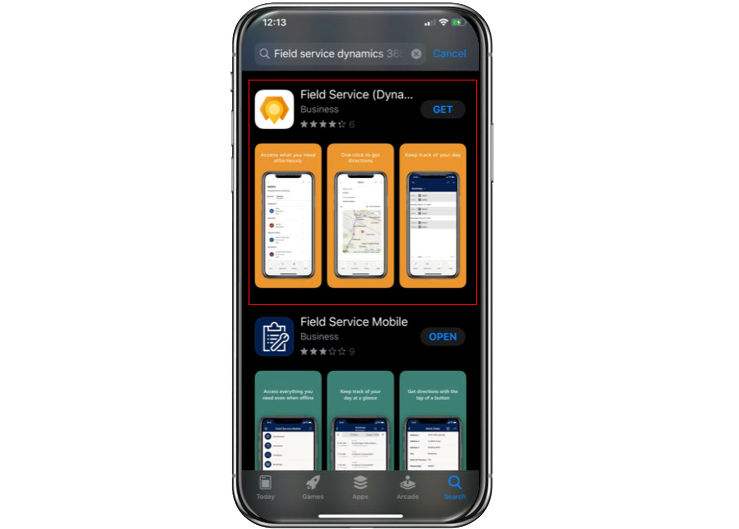 Screenshot of the Field Service app ready to download.