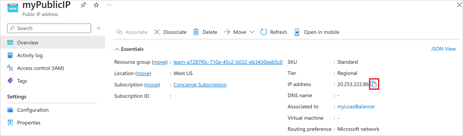 Screenshot of the DNS zone with an alias record created.