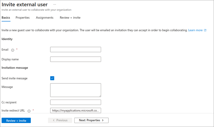 Skærmbillede, der viser invitationsskærmen.