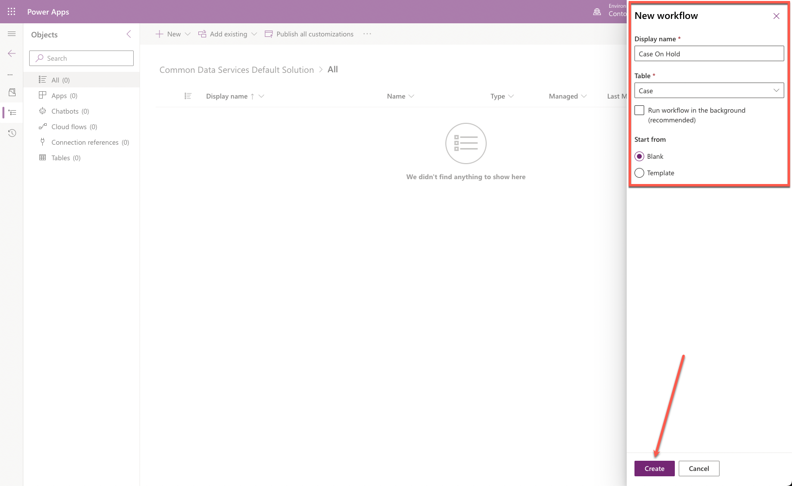 Screenshot of workflow properties.