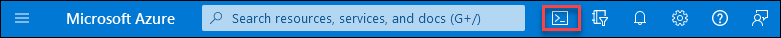 Skærmbillede, der viser Azure Cloud Shell-ikonet på Azure Portal.