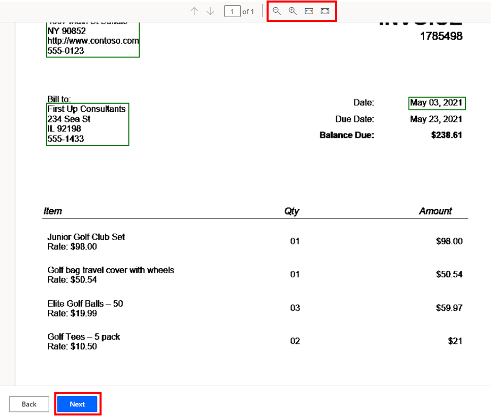 Screenshot of the Show detected words dialog box with the Next button highlighted.