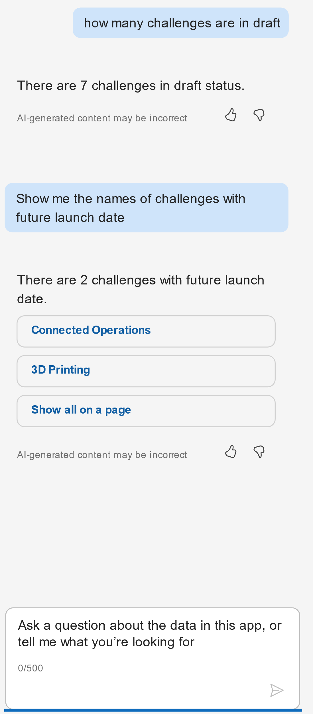 Screenshot of the Copilot for users prompt with a response from Copilot.