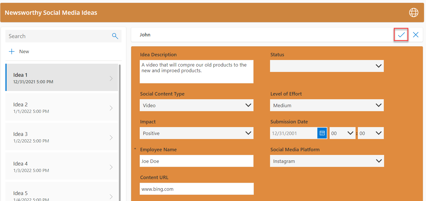 Screenshot of the save button.