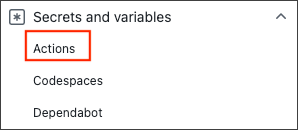 Skærmbillede af menupunktet Handlinger.