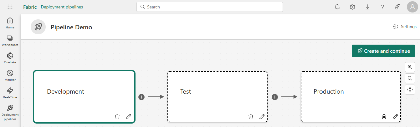 Skærmbillede af pipelinefasevælger.