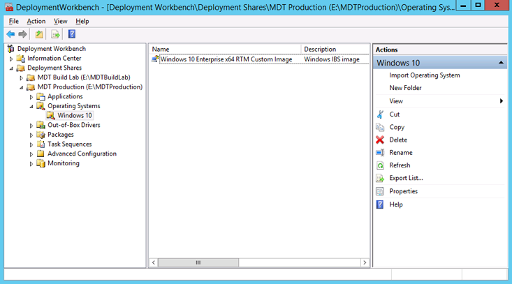 Example of Microsoft Deployment Toolkit UI