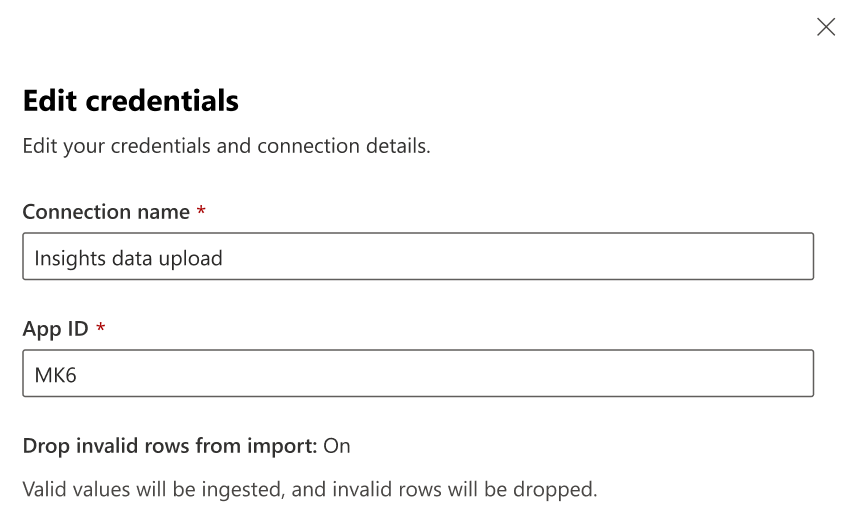 Screenshot that shows how to edit credentials.