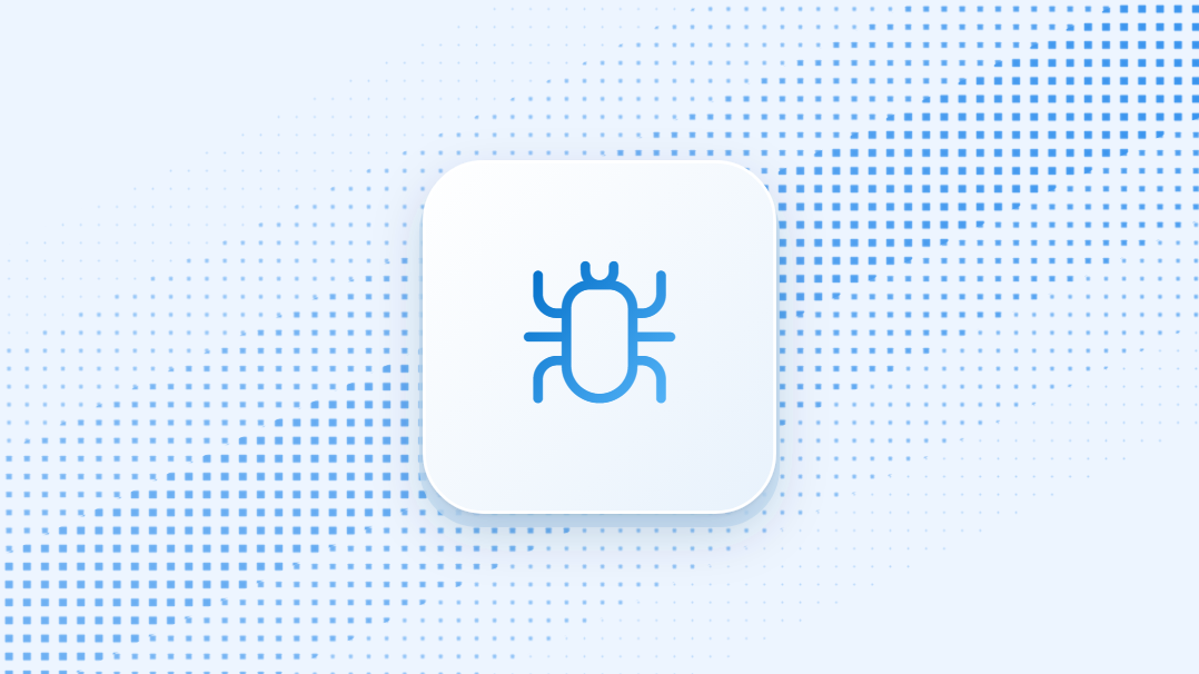 A bug icon on a raised tile over a diagonal band of blue pixels