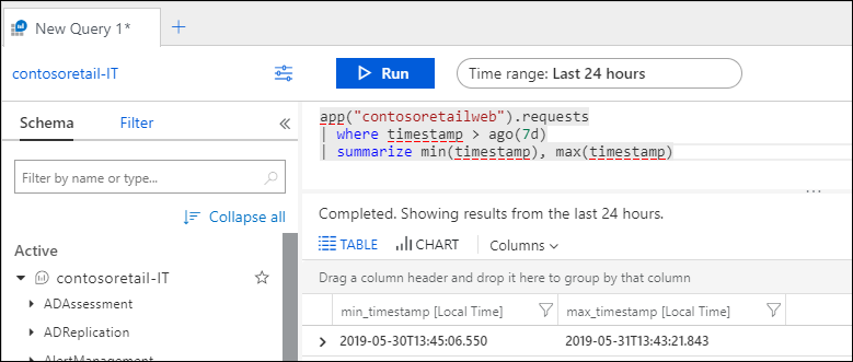 Screenshot of query with app.