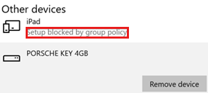 Gerät, das durch eine Gruppenrichtlinie blockiert wird.