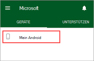 Screenshot of Company Portal app, highlighting a device called "My Android".