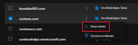 Wählen Sie Setup starten aus.