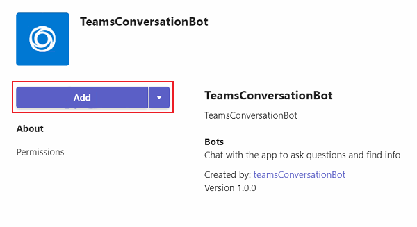 Screenshot: App, die in Teams hinzugefügt wurde