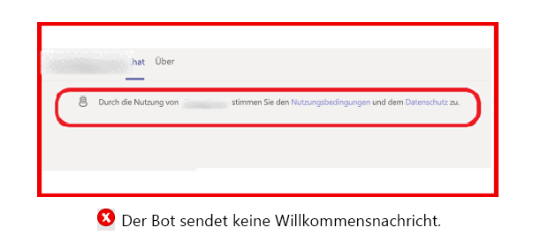 Die Grafik zeigt ein Beispiel, in dem der Bot keine Willkommensnachricht sendet, wenn der Bot über einen komplexen Konfigurationsworkflow verfügt.