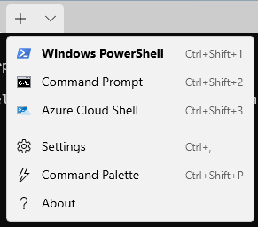 Öffnen Sie unter Windows 11 die Windows-Terminal-App, um Windows PowerShell, die Eingabeaufforderung oder Azure Cloud Shell zum Ausführen von Befehlen zu verwenden.